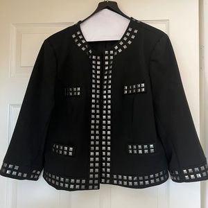 Women's Short Jacket, Black with Metallic Square Accents, Size XL